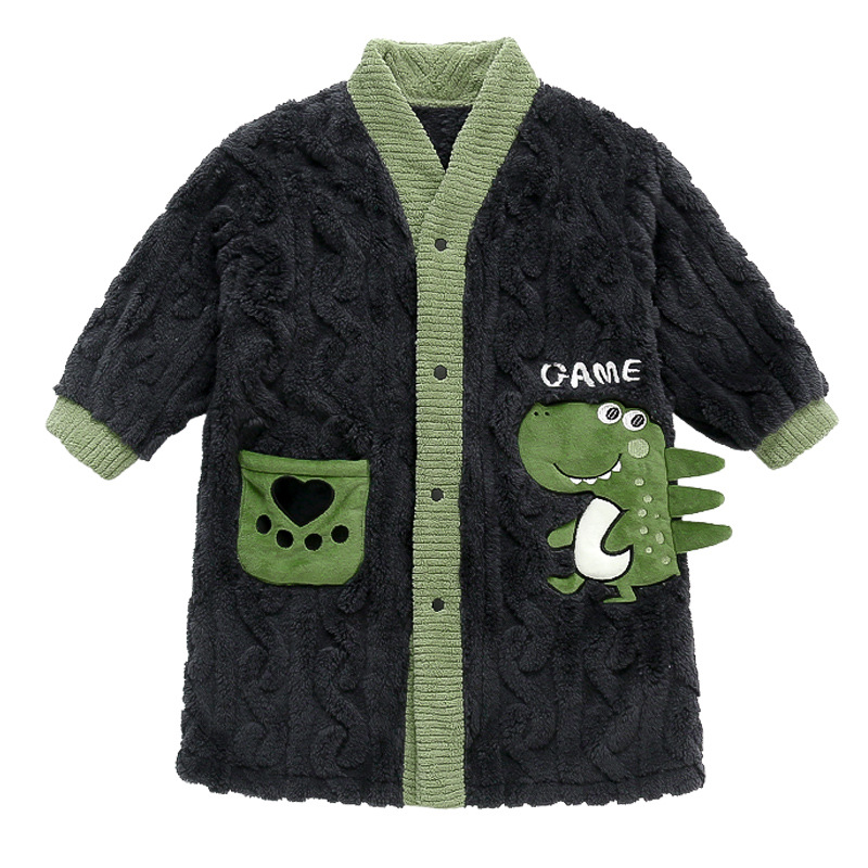 소년 잠옷 잠옷 가을 겨울 플란넬 두꺼운 겨울  산호 양털 목욕 가운 소년 집 옷