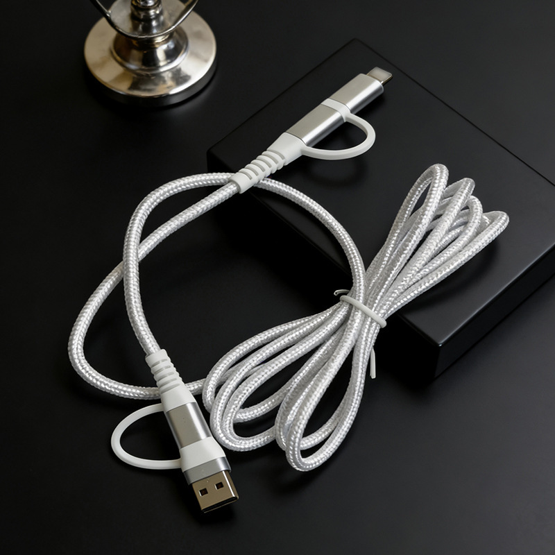 60W Four-In-One Braided Fast Charging Mobile Phone Charging Cable USB to Type-C/Lightning for Apple and Android 60W Four-In-One Braided Fast Charging Mobile Phone Charging Cable USB to Type-C/Lightning for Apple and Android