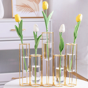 Creative Glass ceramic vase hydroponic dried flower green plant floral iron decoration living room dining table TV cabinet decoration
