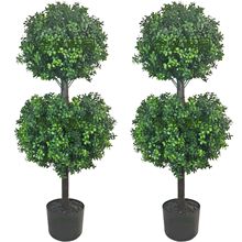 仿真黄杨木双球植物仿真柏树盆栽仿真金钱叶双球植物家居假花假树