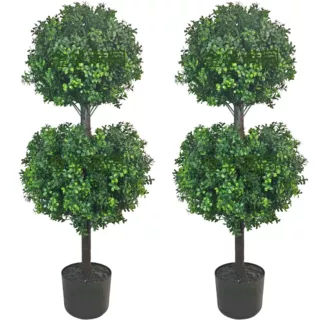 仿真黄杨木双球植物仿真柏树盆栽仿真金钱叶双球植物家居假花假树