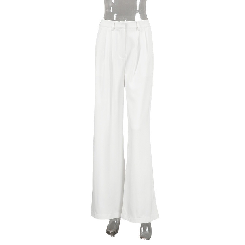 Dameskleding nieuwe witte hoge taille broeken mode veelzijdige eenvoudige casual broeken broeken losse herfst dameskleding_voghion.com