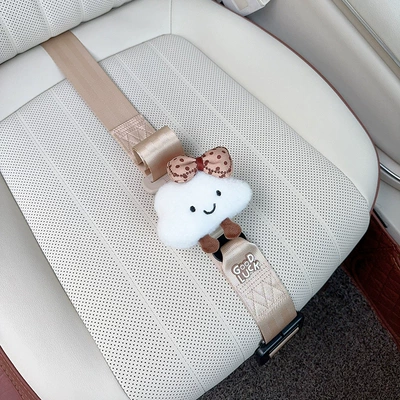 Car seat belt Artifact, Abdominal Support, Car Supplies - three-point-anti-strangle-safety-belt-beige-brown-bow-with-white-clouds