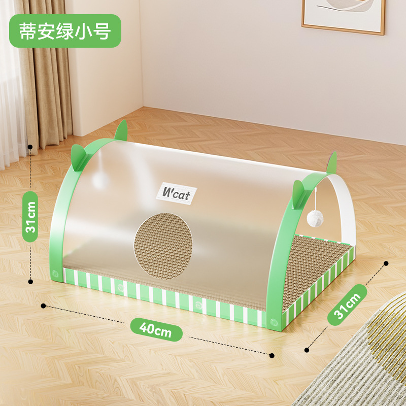 Túnel transparente para gatos, tabla para raspar para gatos, nido para gatos, todo en uno, resistente al desgaste, resistente al agarre, papel corrugado, lavabo vertical, juguete para gatos para mascotas