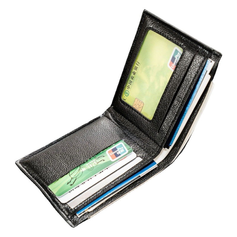 Billetera de cuero suave corta de venta caliente para hombres de venta en nombre de la agencia transfronteriza Billetera de cuero para jóvenes para estudiantes