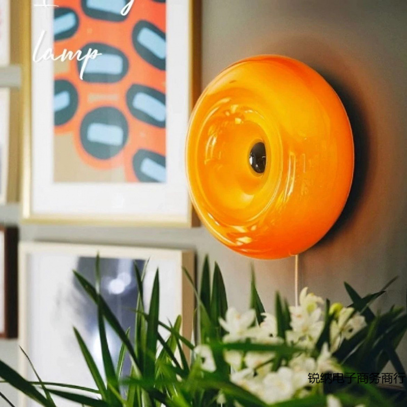 Trendy Vintage Ikea Style Donut Table Wall Lamp Bedroom Touch Orange Bedside Lamp Ambiance Light