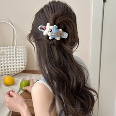 楽しくてかわいい布製人形クマカモノハシクリップハーフタイワンライングリッパー女性後頭部ヘアシャーククリップヘアアクセサリー