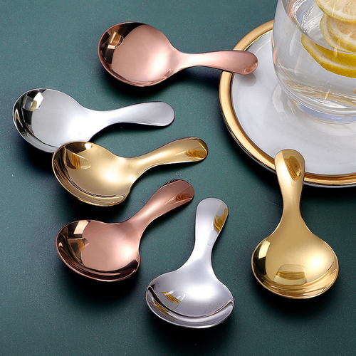 Stainless steel short handle spoon ins high-looking ice cream spoon seasoning spoon coffee dessert small spoon children's tableware