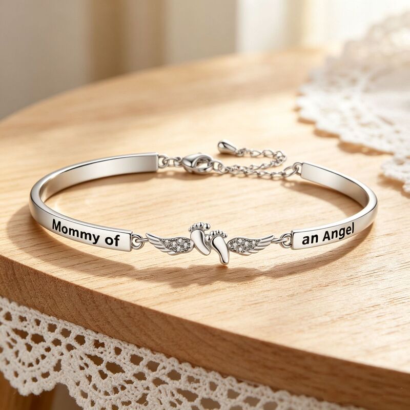 Cross-Border New Mother's Day Commemorative Angel Wings Women's Foot Print Bracelet Trendy Fashion Export Bracelet