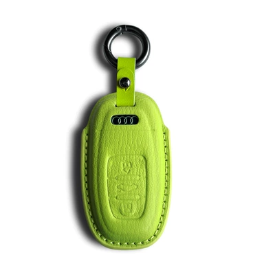 Car key bag Genuine Leather A4L A7L - audi-model-b-avocado-green-cover-round-buckle