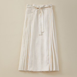 Qing shuzhai women's Hanfu skirt slim-fit white skirt new Chinese autumn and winter versatile gauze skirt commuter pleated skirt