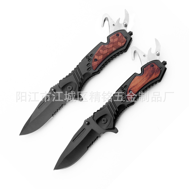 跨境微技术折叠刀多功能户外求生D2钢高硬度刀具随身开箱刀