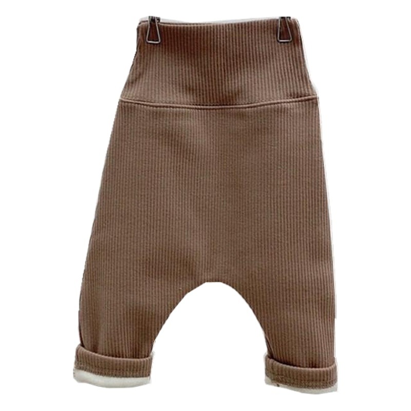 Niños de otoño e invierno ropa infantil de una sola pieza polainas de terciopelo masculino y femenino Bebé Pantalones de cintura alta bebé engrosada pantalones calientes