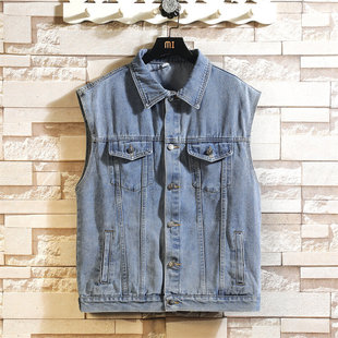 2025 summer new Denim vest men's loose sleeveless waistcoat Hong Kong style Joker coat a generation of hair