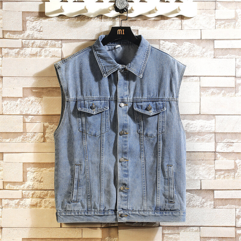2025 summer new Denim vest men's loose sleeveless waistcoat Hong Kong style Joker coat a generation of hair 2025 summer new Denim vest men's loose sleeveless waistcoat Hong Kong style Joker coat a generation of hair