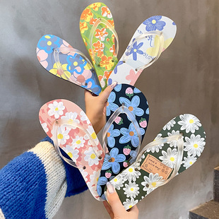Export Flip-flops Women's Printed All-match Summer Casual Fashion Sandals Women's Outer Wear Flat Non-slip Girly Beach Slippers