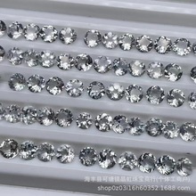 批发天然白托帕石戒面 圆形钻石切割面托帕石裸石 刻面尖底半成品