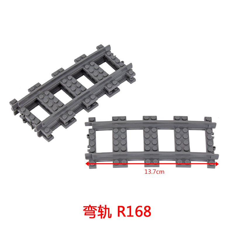 Bloques de construcción de tren de la ciudad Tren de la vía recta carril curvo carril Tenedor carril suave piezas de montaje Juguetes