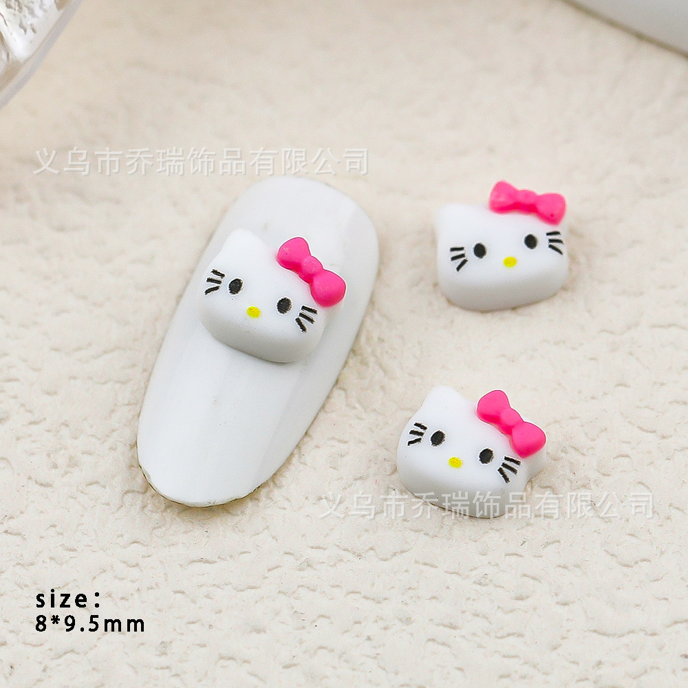 Hello Kitty Nail Art Red de celebridades de Internet Joyas de dibujos animados Sanrio diamante de resina pintado a mano lindos accesorios de gato KT