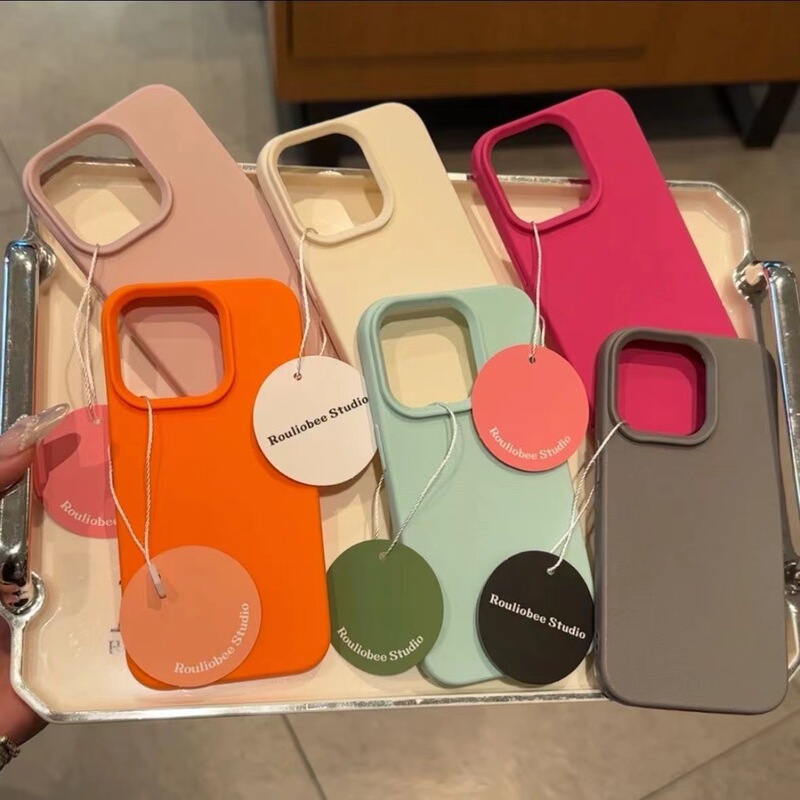 Advanced Solid Color Litchi Pattern 6 Color Apple 16/15Pro Phone Case 14Pro Max/13/12 Soft Case