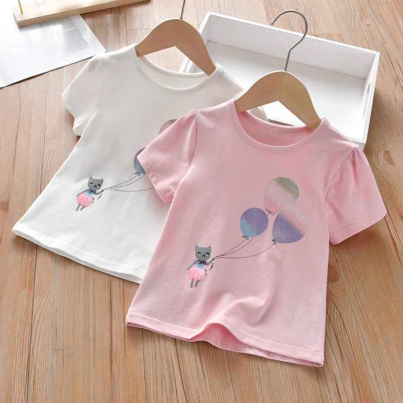 Girls' T-shirt short-sleeved summer thin...