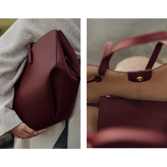 Cross-border High Version Genuine Leather POEIVE Large Capacity Shopping Bag Shoulder Hand Tote Wings Women's Bag Pleated Bag