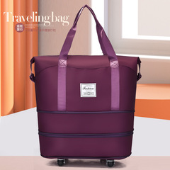 Spacious Short-Distance Travel Bag with Expandable Capacity, Stylish Wet-and-Dry Separation Design, and Removable Trolley Attachment