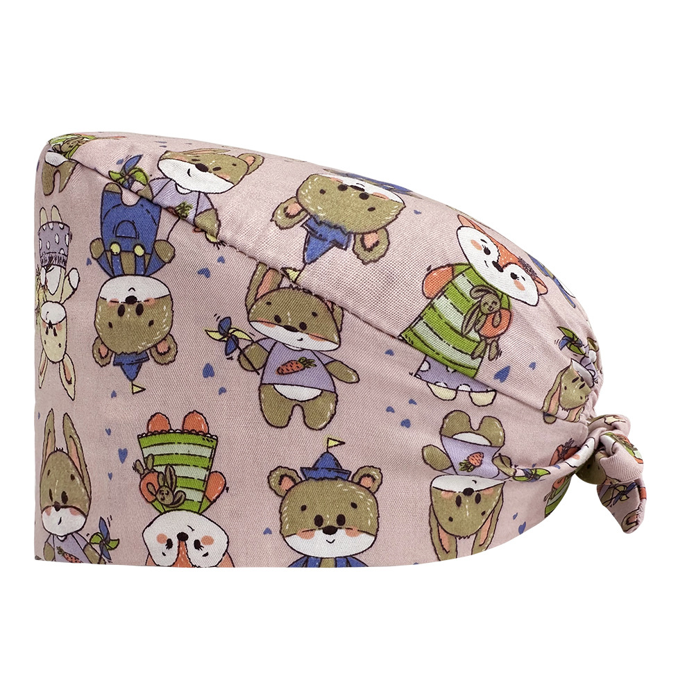 Tapa de enfermera de la UCI impresa elástico hebilla ajustable tapa quirúrgica quimioterapia de algodón puro tapa de confinamiento de las mujeres tapa de trabajo médico hombres