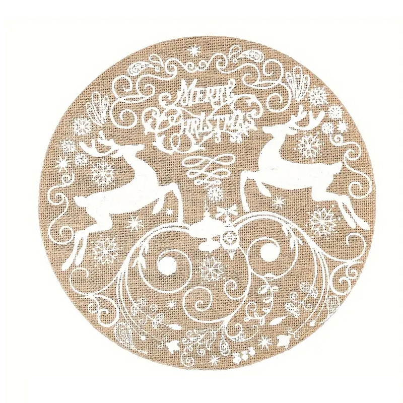 Transfronterizos Amazon temu Navidad lino redondo almohadilla de mesa de corte borde artesanía cocina almohadilla de mesa de comedor