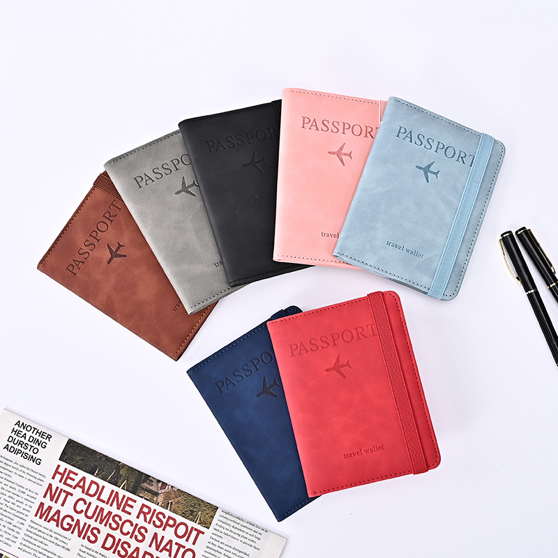 Cruzar la frontera de cuero de la PU nueva bolsa de pasaporte de viaje personalizado RFID Multi-función bolsa de almacenamiento de documentos simple en stock al por mayor