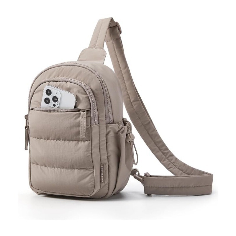 In-Stock New Small Quilted Puffer Crossbody Bag, Lightweight with Multiple Pockets, Suitable for Travel, Sports, and Hiking