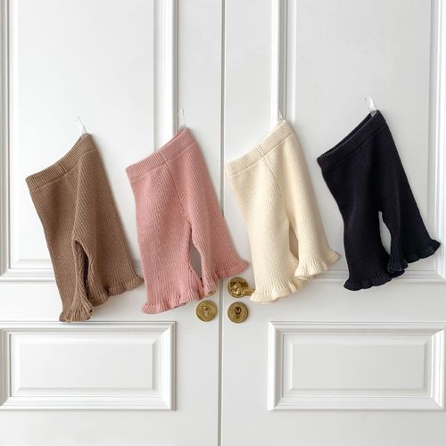 Korean children's clothing  autumn girls' candy-colored knitted bell-bottom pants for baby girls fashionable casual trousers and leggings