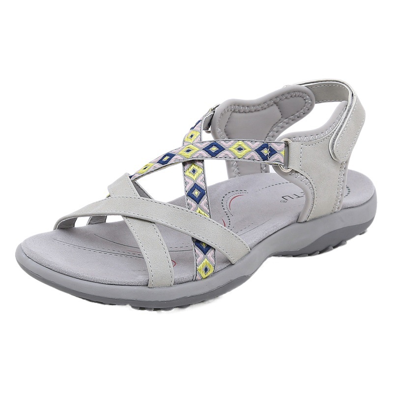 K6357-5 nuevo 2025 zapatos de mujer de comercio exterior sandalias de estilo deportivo zapatos planos a cuadros y resistentes al desgaste Dropshipping