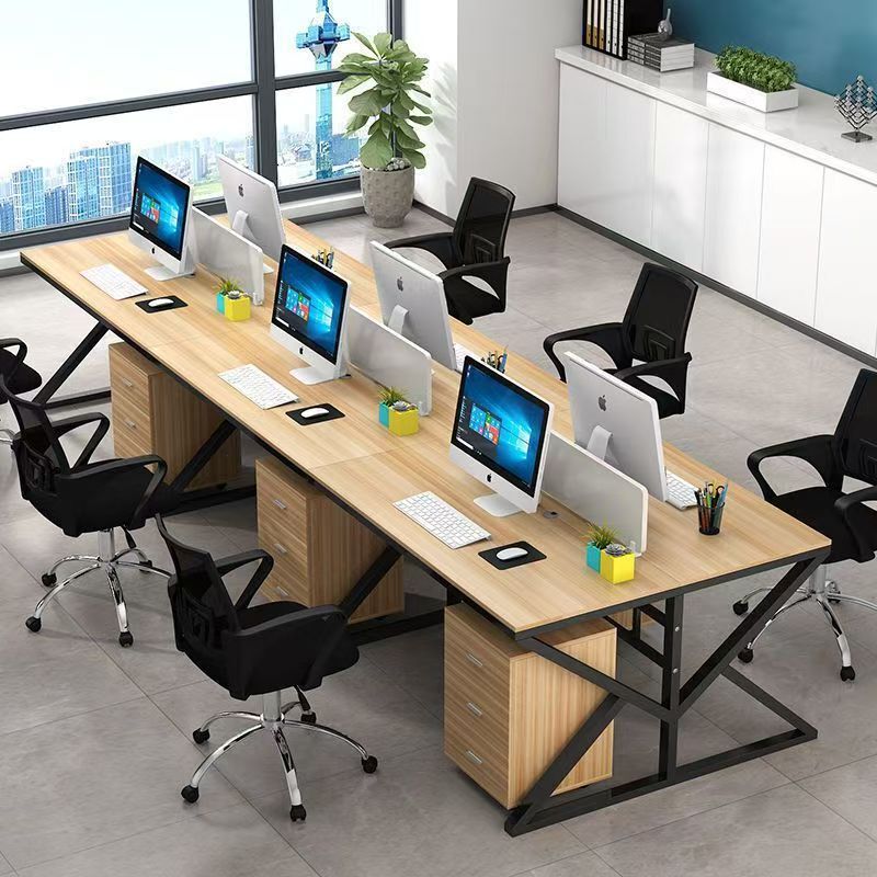 Simple Modern Staff Desks for 2/4/6/8 People with Screens, Dedicated Office Computer Desk Set