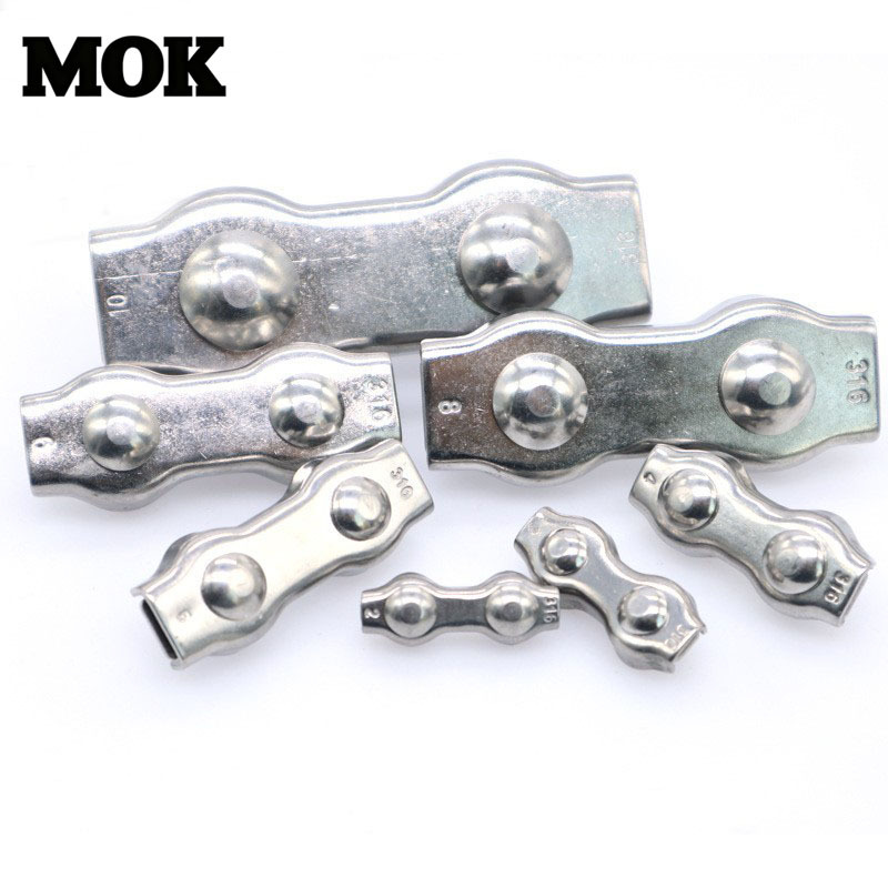 304不锈钢双夹 钢丝绳锁头 板式夹头绳卡 刹车线绳具紧固卡