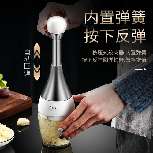 Novel 304 stainless steel hand-pressed mincer, hand-pressed garlic smasher, bowling garlic mincer, kitchen gadget
