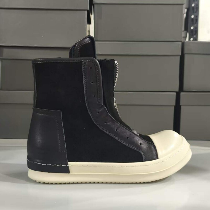 Ro New Model in Stock, Couple Style, European and American Style, Rubber Sole, Men's High-Top Round-Toe Leather Zipper Casual Thick-Soled Height-Increasing Shoes Ro New Model in Stock, Couple Style, European and American Style, Rubber Sole, Men's High-Top Round-Toe Leather Zipper Casual Thick-Soled Height-Increasing Shoes