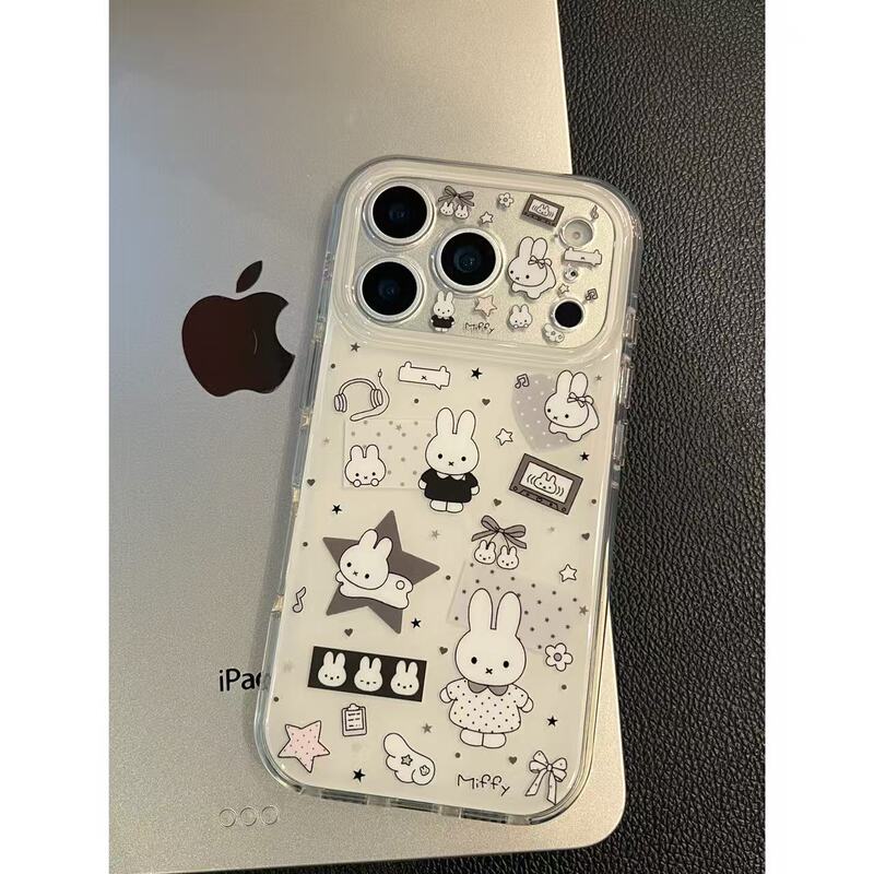 Ins Gray and White Miffy Rabbit Pattern Suitable for Iphone17Promax Apple 16 Mobile Phone Case 15 Cute and Anti-Fall Ins Gray and White Miffy Rabbit Pattern Suitable for Iphone17Promax Apple 16 Mobile Phone Case 15 Cute and Anti-Fall