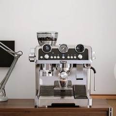 デロンギ コーヒーマシン EC9865.M イタリア製 半自動 水出しミルク泡立て グラインダー シルバーナイトシリーズ