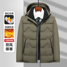 2025冬季男士棉衣新款中老年爸爸装商务休闲加厚可拆卸连帽棉服短