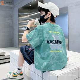 男童短袖t恤2026新款儿童夏季中大童男孩夏半袖T痞帅上衣