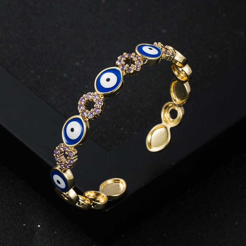 fashion new copper gold-plated dripping oil devilu0027s eye open bracelet