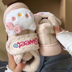 厚底包头魔术贴棉鞋女2025年冬季时尚百搭舒适可爱卡通保暖雪地鞋