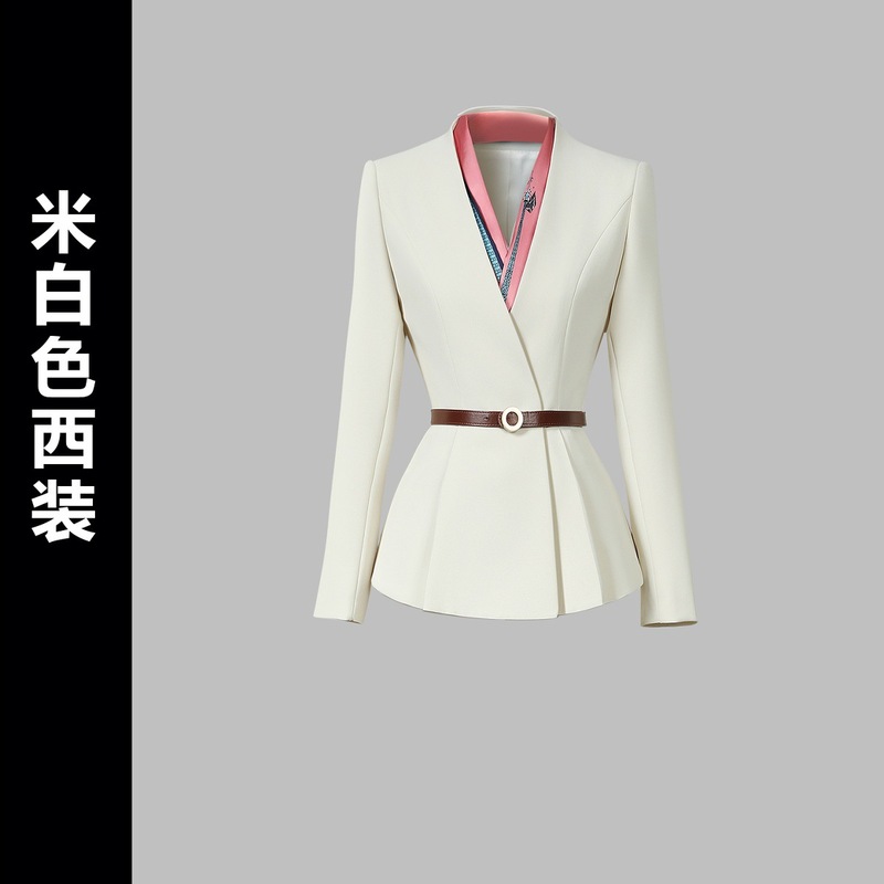 职业西装套装女米色气质减龄医美美业前台工装美容院经理工作服秋|undefined
