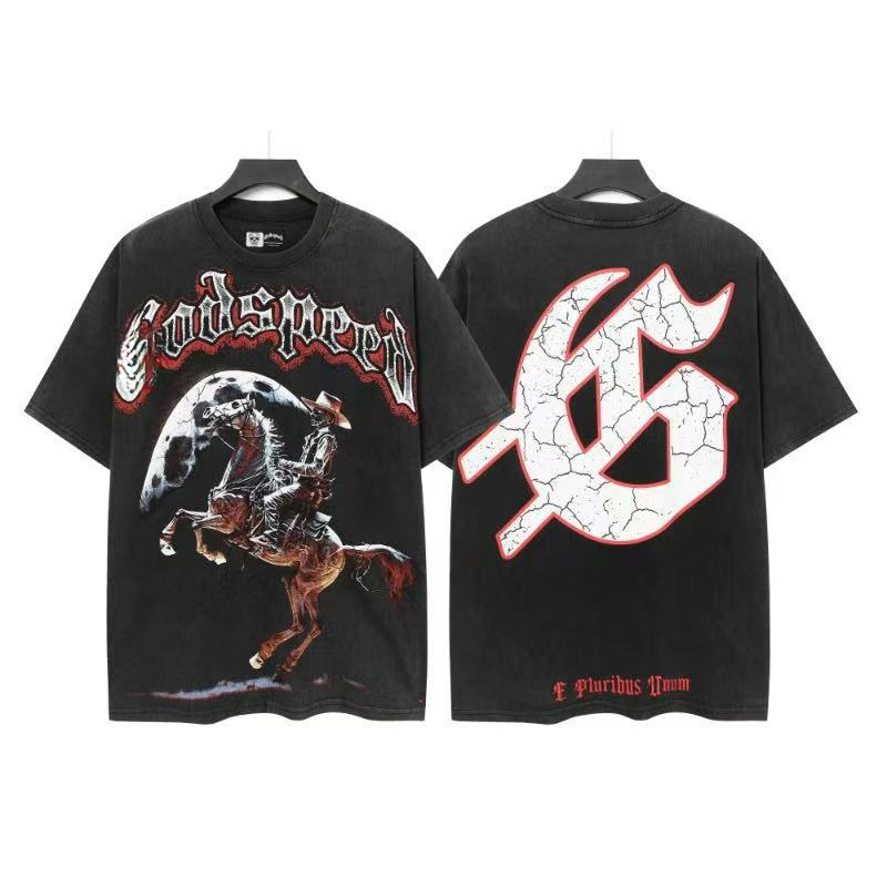 25ss アメリカのトレンディなブランド GOD ロックバンド ヒップホップ レタープリント 半袖 高品質 コットン Tシャツ カップル同スタイル|undefined