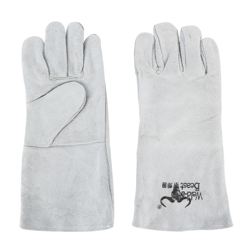焊兽电焊手套焊工焊接二层牛皮加长耐磨防烫隔热柔软防护手套