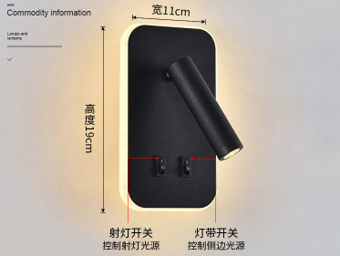 Estudio de lectura lámpara de pared con interruptor de viento nórdico Hotel Residence Room Headlight creativo rotatorio LED Spotlight