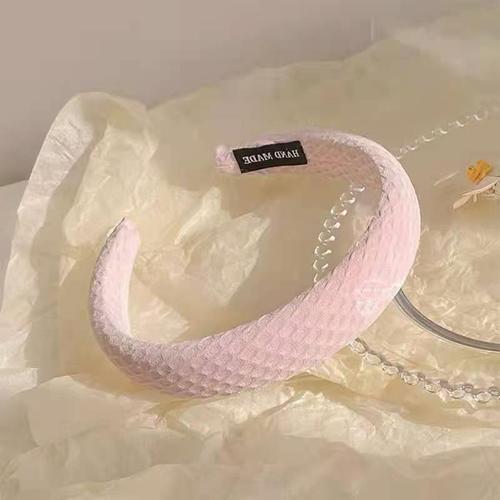 Candy-colored waffle headband increases the top of the head and shows spring and summer new style sponge headband solid color wide-brimmed hairpin for washing face