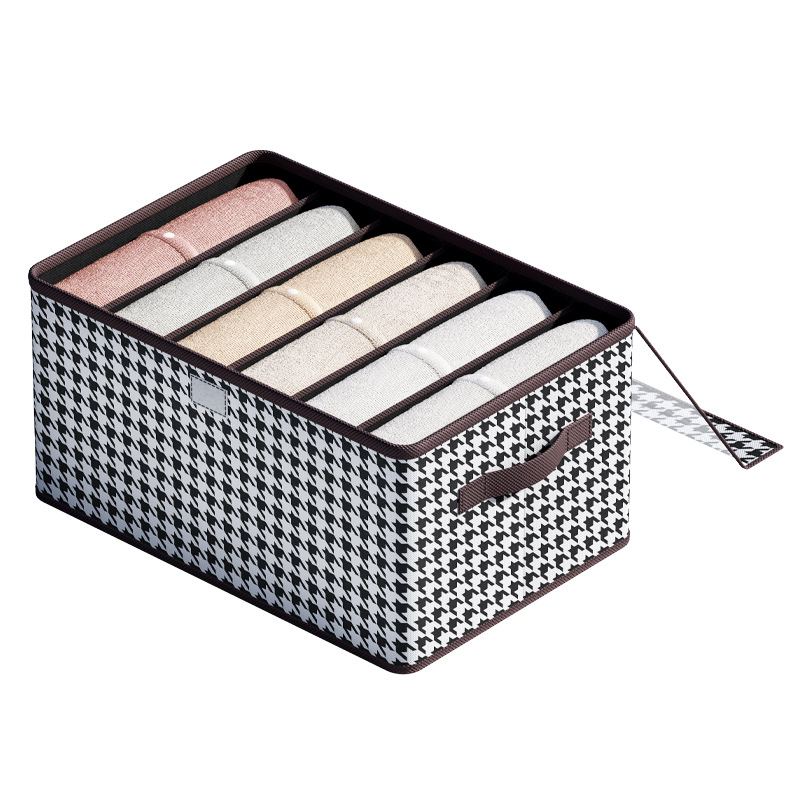 Houndstooth caja de almacenamiento de ropa con compartimento de tapa plegable armario caja de almacenamiento ropa pantalones almacenamiento artefacto fabricante