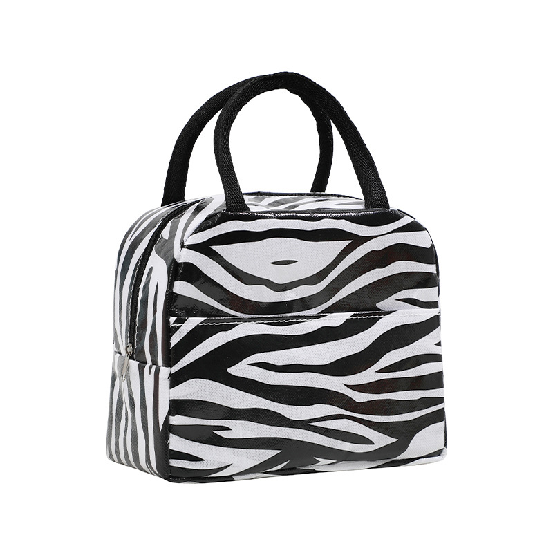 Printing, Stripe Pattern Japanese Style Thermal Insulation Lunch Box Bag Portable Foldable Simple Style Stripe Oxford Cloth 1 Piece